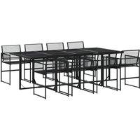 Berkfield Home 9 Piece Garden Dining Set Black Poly Rattan