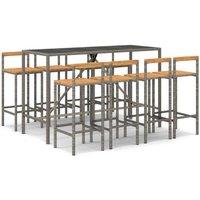 Berkfield Home 9 Piece Garden Bar Set Grey Poly Rattan& Solid Wood Acacia