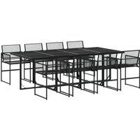 Berkfield Home 9 Piece Garden Dining Set Black Poly Rattan