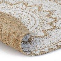 Berkfield Home Area Rug Braided Jute Printed 150 cm Round in Beige | Size: 100 cm diameter