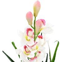 Berkfield Home Artificial Cymbidium Orchid Plant with Pot 100 cm Green