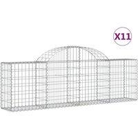 Berkfield Home Arched Gabion Baskets 11 pcs 200x30x60/80 cm Galvanised Iron in Silver