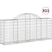 Berkfield Home Arched Gabion Baskets 11 pcs 200x30x80/100 cm Galvanised Iron in Silver