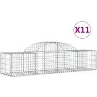 Berkfield Home Arched Gabion Baskets 11 pcs 200x50x40/60 cm Galvanised Iron in Silver