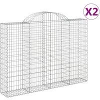Berkfield Home Arched Gabion Baskets 2 pcs 200x30x140/160 cm Galvanised Iron in Silver