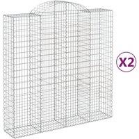 Berkfield Home Arched Gabion Baskets 2 pcs 200x50x200/220 cm Galvanised Iron in Silver