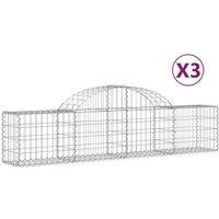 Berkfield Home Arched Gabion Baskets 3 pcs 200x30x40/60 cm Galvanised Iron in Silver
