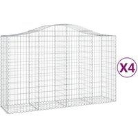 Berkfield Home Arched Gabion Baskets 4 pcs 200x50x120/140 cm Galvanised Iron in Silver