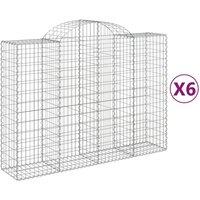 Berkfield Home Arched Gabion Baskets 6 pcs 200x50x140/160 cm Galvanised Iron in Silver