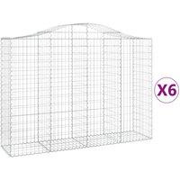 Berkfield Home Arched Gabion Baskets 6 pcs 200x50x140/160 cm Galvanised Iron in Silver