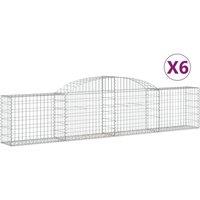 Berkfield Home Arched Gabion Baskets 6 pcs 300x30x60/80 cm Galvanised Iron in Silver