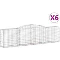 Berkfield Home Arched Gabion Baskets 6 pcs 400x50x100/120 cm Galvanised Iron in Silver