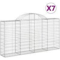 Berkfield Home Arched Gabion Baskets 7 pcs 200x30x100/120 cm Galvanised Iron in Silver