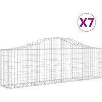 Berkfield Home Arched Gabion Baskets 7 pcs 200x30x60/80 cm Galvanised Iron in Silver