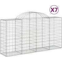 Berkfield Home Arched Gabion Baskets 7 pcs 200x50x100/120 cm Galvanised Iron in Silver