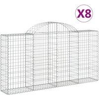 Berkfield Home Arched Gabion Baskets 8 pcs 200x30x100/120 cm Galvanised Iron in Silver