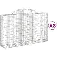 Berkfield Home Arched Gabion Baskets 8 pcs 200x50x120/140 cm Galvanised Iron in Silver