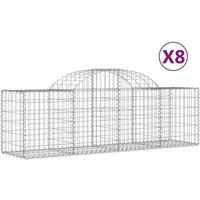 Berkfield Home Arched Gabion Baskets 8 pcs 200x50x60/80 cm Galvanised Iron in Silver