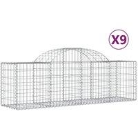 Berkfield Home Arched Gabion Baskets 9 pcs 200x50x60/80 cm Galvanised Iron in Silver