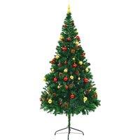 Berkfield Home Artificial Pre-lit Christmas Tree with Baubles Green 210 cm