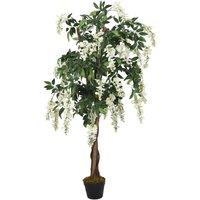 Berkfield Home Artificial Wisteria Tree 560 Leaves 80 cm Green & White