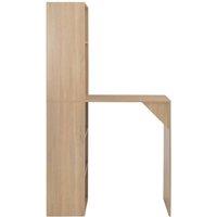 Berkfield Home Bar Table with Cabinet Oak 115x59x200 cm in Light Tan | Size: 115 x 59 x 200 cm