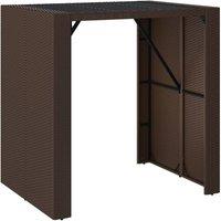 Berkfield Home Bar Table with Glass Top Brown 105x80x110 cm Poly Rattan | Size: 105 x 80 x 110 cm