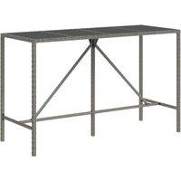 Berkfield Home Bar Table with Glass Top Grey 180x70x110 cm Poly Rattan | Size: 180 x 70 x 110 cm