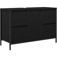 Berkfield Home Basin Cabinet with Drawers Black Oak 90x34.5x60 cm