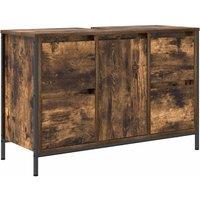 Berkfield Home Basin Cabinet with Drawers Smoked Oak 90x34.5x60 cm in Brown