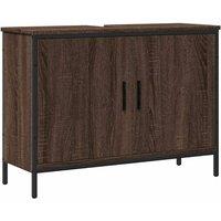 Berkfield Home Bathroom Sink Cabinet Brown Oak 80x30x60 cm Engineered Wood | Size: 80 x 30 x 60 cm