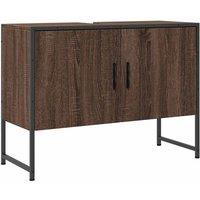 Berkfield Home Bathroom Sink Cabinet Brown Oak 80x33x60 cm Engineered Wood | Size: 80 x 33 x 60 cm