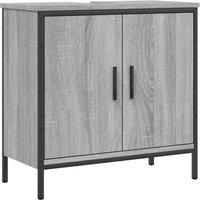 Berkfield Home Bathroom Sink Cabinet Grey Sonoma 60x30x60 cm Engineered Wood | Size: 60 x 30 x 60 cm