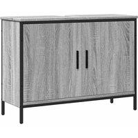 Berkfield Home Bathroom Sink Cabinet Grey Sonoma 80x30x60 cm Engineered Wood | Size: 80 x 30 x 60 cm