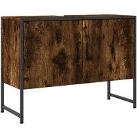 Berkfield Home Bathroom Sink Cabinet Smoked Oak 80x33x60 cm Engineered Wood in Brown | Size: 80 x 33 x 60 cm