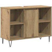 Berkfield Home Bathroom Vanity Unit Artisan Oak Engineered Wood Medium in Brown