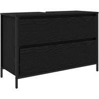 Berkfield Home Bathroom Basin Cabinet with Drawers Black Oak 90x34.5x60 cm