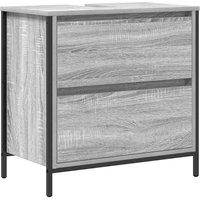 Berkfield Home Bathroom Basin Cabinet with Drawers Grey Sonoma 60x34.5x60 cm