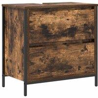 Berkfield Home Bathroom Basin Cabinet with Drawers Smoked Oak 60x34.5x60 cm in Brown
