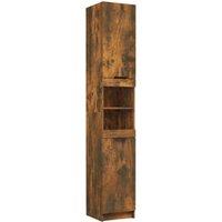 Berkfield Home Bathroom Cabinet Smoked Oak 32x34x188.5 cm Engineered Wood in Brown