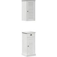 Berkfield Home Bathroom Furniture Set 2 pcs Brown & White 37 x 34 x 80 cm