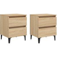 Berkfield Home Bed Cabinets 2 pcs Sonoma Oak 40x35x50 cm Engineered Wood in Light Tan | Size: 40 x 35 x 50 cm