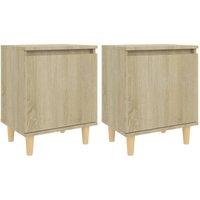 Berkfield Home Bed Cabinets with Solid Wood Legs 2 pcs Sonoma Oak 40x30x50 cm in Light Oak | Size: 40 x 30 x 50 cm