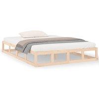 Berkfield Home Bed Frame 120x200 cm Solid Wood in Light Tan | Size: Small Double