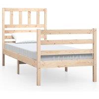 Berkfield Home Bed Frame 90x190 cm Single Solid Wood in Light Tan