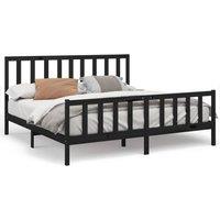 Berkfield Home Bed Frame Black Solid Wood Pine 200x200 cm