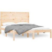 Berkfield Home Bed Frame Solid Wood 120x200 cm in Light Tan | Size: Small Double