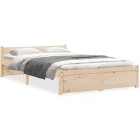 Berkfield Home Bed Frame Solid Wood 120x200 cm in Natural | Size: Small Double