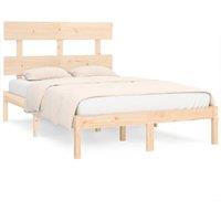Berkfield Home Bed Frame Solid Wood 120x200 cm in Light Brown | Size: Small Double