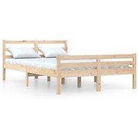 Berkfield Home Bed Frame Solid Wood 135x190 cm Double in Light Brown